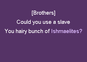 IBrothersl

Could you use a slave

You hairy bunch of Ishmaelites?