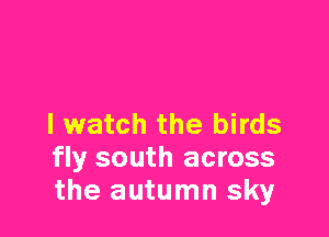 I watch the birds
fly south across
the autumn sky
