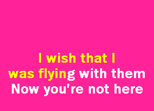 I wish that I
was flying with them
Now you're not here