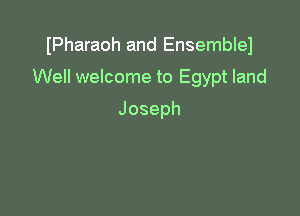Pharaoh and Ensemblel

Well welcome to Egypt land

Joseph