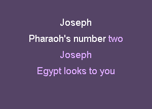 Joseph
Pharaoh's number two

Joseph

Egypt looks to you