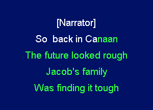 INarrato r1

So back in Canaan

The future looked rough

Jacob's family
Was finding it tough