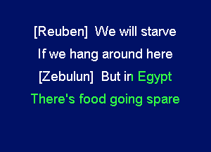 IReubenl We will starve
lfwe hang around here
IZebulunJ But in Egypt

There's food going spare