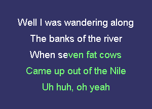 Well I was wandering along

The banks of the river
When seven fat cows
Came up out ofthe Nile
Uh huh. oh yeah