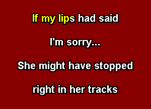 If my lips had said

I'm sorry...

She might have stopped

right in her tracks