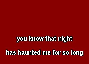 you know that night

has haunted me for so long