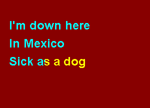 I'm down here
In Mexico

Sick as a dog