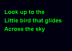 Look up to the
Little bird that glides

Across the sky
