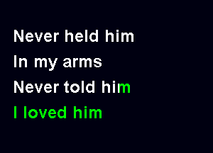 Never held him
In my arms

Never told him
I loved him