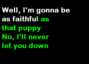 Well, I'm gonna be
as faithful as

that puppy

No, I'll never
let you down