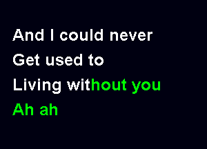 And I could never
Get used to

Living without you
Ah ah