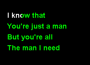 I know that
You're just a man

But you're all
The man I need