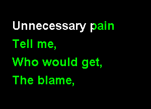 Unnecessary pain
Tell me,

Who would get,
The blame,