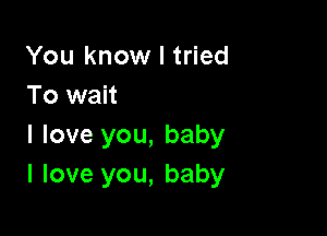 You know I tried
To wait

I love you, baby
I love you, baby