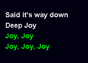 Said it's way down
DeepJoy

Joy, Joy
Joy, Joy, Joy