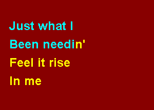 Just what I
Been needin'

Feel it rise
In me