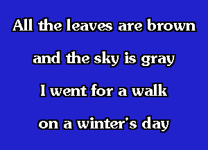All the leaves are brown
and the sky is gray
I went for a walk

on a winter's day