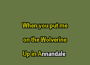 When you put me

on the Wolverine

Up in Annandale