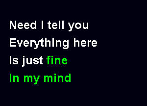 Need I tell you
Everything here

Is just fine
In my mind