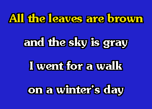 All the leaves are brown
and the sky is gray
I went for a walk

on a winter's day