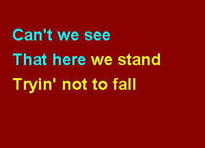 Can't we see
That here we stand

Tryin' not to fall