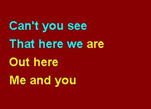 Can't you see
That here we are

Out here
Me and you