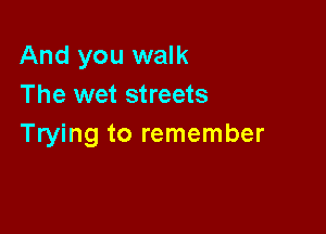 And you walk
The wet streets

Trying to remember