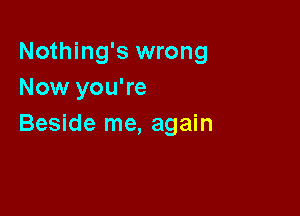 Nothing's wrong
Now you're

Beside me, again