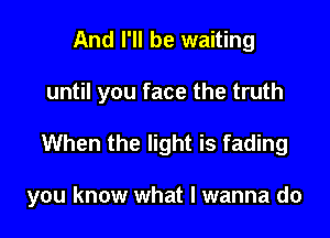 And I'll be waiting
until you face the truth

When the light is fading

you know what I wanna do