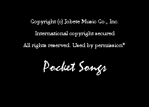 Copyright (c) Iobctc Mumc Co , Inc
hmmdorml copyright nocumd

All rights macrmd Used by pmown'

Podwt 50W