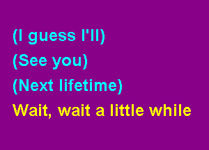 (I guess I'll)
(See you)

(Next lifetime)
Wait, wait a little while