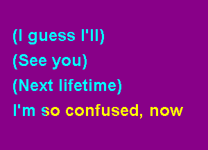 (I guess I'll)
(See you)

(Next lifetime)
I'm so confused, now