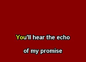 You'll hear the echo

of my promise