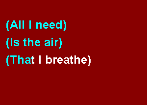 (All I need)
(Is the air)

(That I breathe)