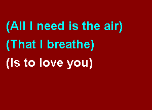 (All I need is the air)
(That I breathe)

(Is to love you)
