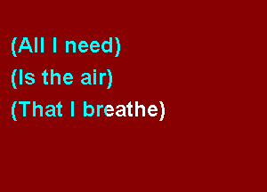 (All I need)
(Is the air)

(That I breathe)