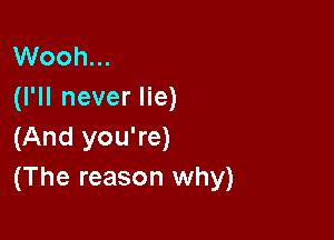 Wooh...
(I'll never lie)

(And you're)
(The reason why)