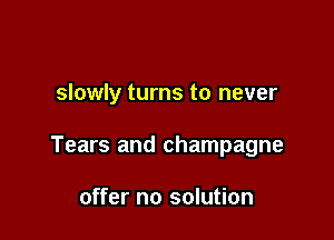 slowly turns to never

Tears and champagne

offer no solution