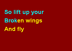 So lift up your
Broken wings

And fly