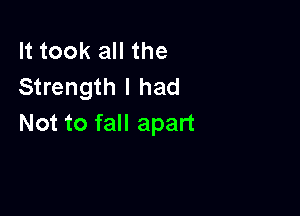 It took all the
Strength I had

Not to fall apart