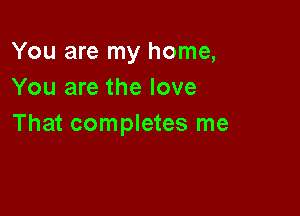 You are my home,
You are the love

That completes me