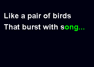 Like a pair of birds
That burst with song...