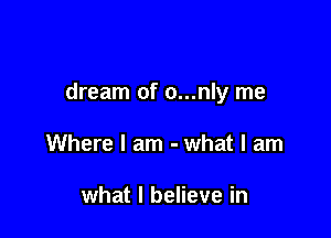 dream of o...nly me

Where I am - what I am

what I believe in