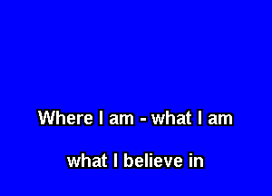 Where I am - what I am

what I believe in