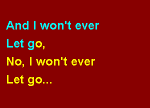 And I won't ever
Let go,

No, I won't ever
Let go...