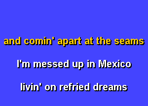 and comin' apart at the seams
I'm messed up in Mexico

livin' on refried dreams