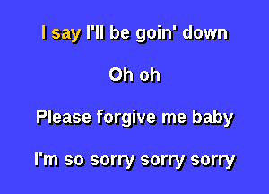 I say I'll be goin' down
Oh oh

Please forgive me baby

I'm so sorry sorry sorry