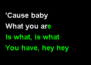 'Cause baby
What you are

Is what, is what
You have, hey hey