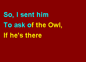 So, I sent him
To ask of the Owl,

If he's there