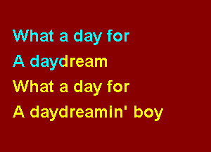 What a day for
A daydream

What a day for
A daydreamin' boy